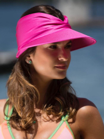 ローズレッドサンバイザーハット つば広 夏 UPF 50 UV 保護 伸縮性 中空キャップ レディース 2025