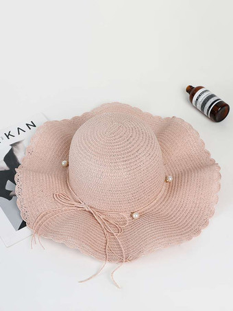 サマーウェーブ つば広麦わら帽子 日焼け防止 ビーチサンハット 女性用 2025