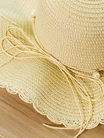 サマーウェーブ つば広麦わら帽子 日焼け防止 ビーチサンハット 女性用 2025