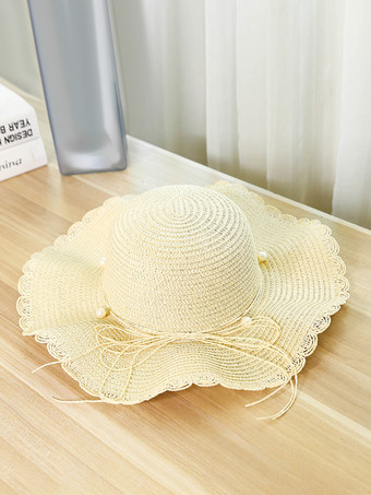 サマーウェーブ つば広麦わら帽子 日焼け防止 ビーチサンハット 女性用 2025