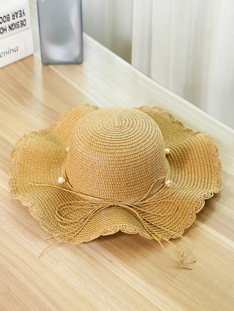 サマーウェーブ つば広麦わら帽子 日焼け防止 ビーチサンハット 女性用 2025