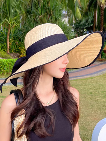 夏用麦わら帽子 特大つば 日焼け防止 折りたたみ式 ビーチサンハット 女性用 2025