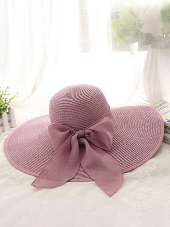 サーモンピンク特大つば夏用麦わら帽子 日焼け防止 折りたたみ式 ビーチサンハット 女性用 2025
