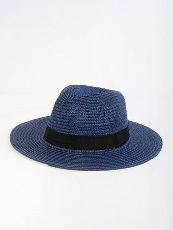 ダークネイビーパナマハット 夏用 シーサイド つば広 日焼け防止 ユニセックス サンハット 2025