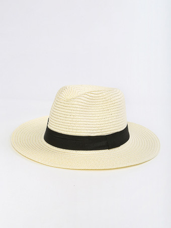 アイボリー パナマハット 夏用 シーサイド つば広 日焼け防止 ユニセックス サンハット 2025