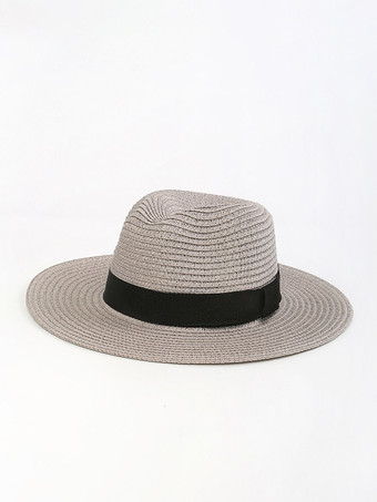 グレイパナマハット 夏用 シーサイド つば広 日焼け防止 ユニセックス サンハット 2025