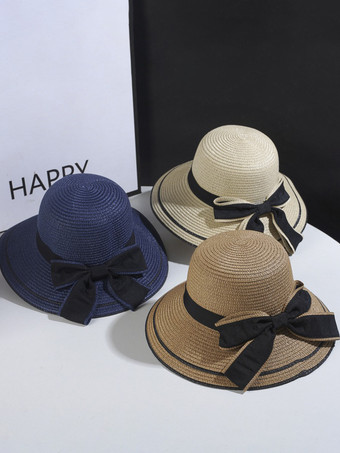 女性用ボウストローハット 夏 海辺 サンハット 2025