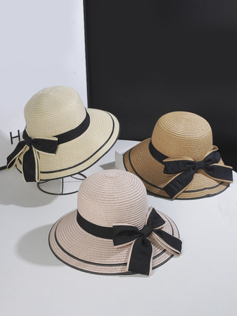 女性用ボウストローハット 夏 海辺 サンハット 2025