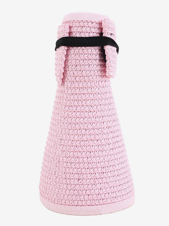 ピンク空のトップビーチ麦わら帽子夏日焼け防止折りたたみ式大きなつばサンハット2025