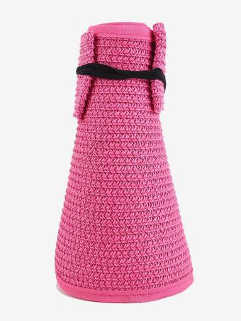 ローズレッド空のトップビーチ麦わら帽子夏日焼け防止折りたたみ式大きなつばサンハット2025