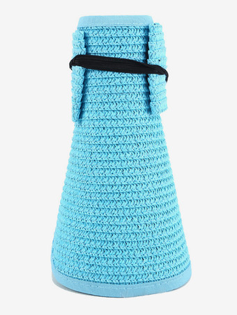 ライトスカイブルー空のトップビーチ麦わら帽子夏日焼け防止折りたたみ式大きなつばサンハット2025