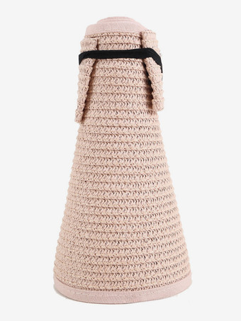 ソフトピンク空のトップビーチ麦わら帽子夏日焼け防止折りたたみ式大きなつばサンハット2025