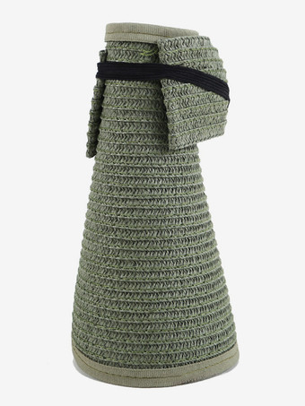 ハンターグリーン 空のトップビーチ麦わら帽子夏日焼け防止折りたたみ式大きなつばサンハット2025