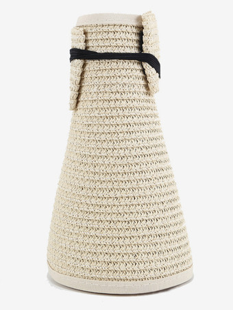 ライトブラウン空のトップビーチ麦わら帽子夏日焼け防止折りたたみ式大きなつばサンハット2025