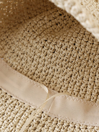 小さなつばのバケットハット 日焼け防止 ビーチ編み麦わら帽子 女性用 2025