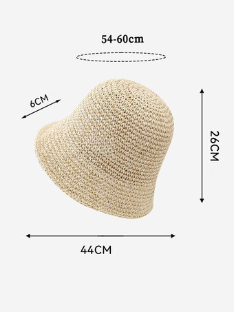 小さなつばのバケットハット 日焼け防止 ビーチ編み麦わら帽子 女性用 2025