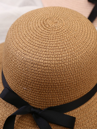 蝶結び麦わら帽子 レディース 夏 アウトドア 折りたたみ式 サンシェード ビーチハット 2025