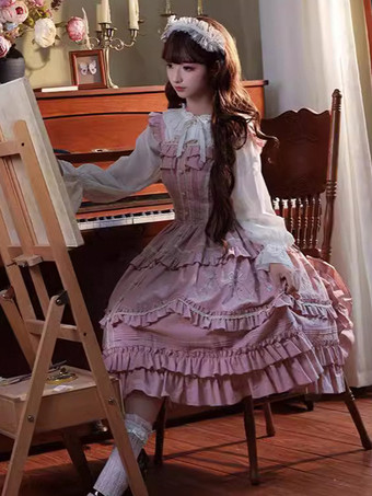 スイートロリータドレス ポリエステル ノースリーブ ジャンパー ロリータドレス フラワー JSK