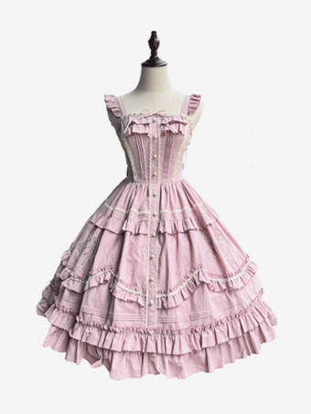 スイートロリータドレス ポリエステル ノースリーブ ジャンパー ロリータドレス フラワー JSK