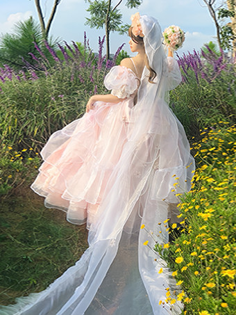 スイートロリータドレス 半袖ジャンパー 花嫁ウェディング姫ロリータドレス