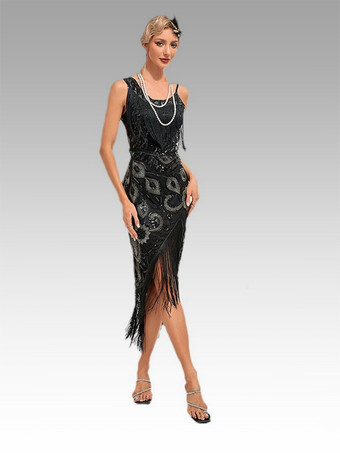 20th Century Klassische Kleid Polyester 1920er Jahre Damen Kleid Party
