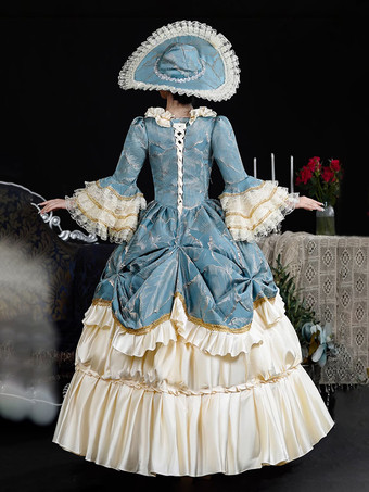 ロココ調レディースドレス ヴィンテージレディース服 ポリエステルジャカード