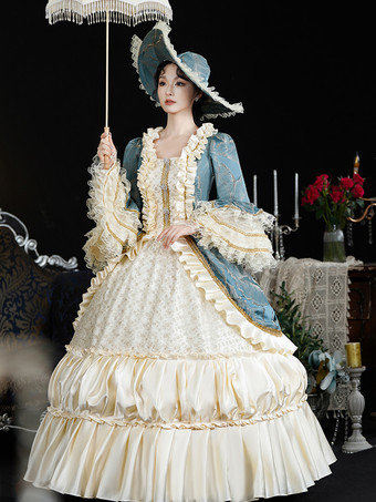 ロココ調レディースドレス ヴィンテージレディース服 ポリエステルジャカード