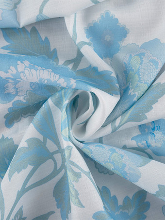 青い花柄ツーピースコーデセット シャツとショートパンツ、ベルト付き 夏レディースコーデ 2025