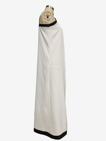 ビーチスリップドレス、ブラックコントラストトリム、Vネックロングドレス、レディース 2025