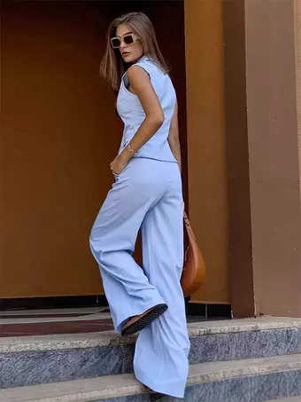 Combinaison De Sport Femme Asiatique En Soie 100% - Taille L Bleu Clair, Occasion Très Bon état