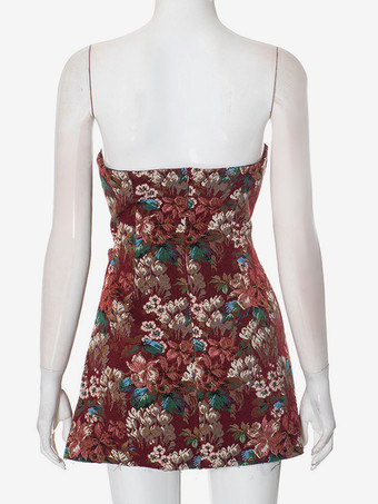 フローラルジャカードチューブドレス ストラップレスミニドレス レディース 2025