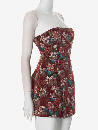 フローラルジャカードチューブドレス ストラップレスミニドレス レディース 2025