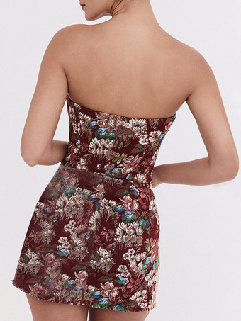 フローラルジャカードチューブドレス ストラップレスミニドレス レディース 2025