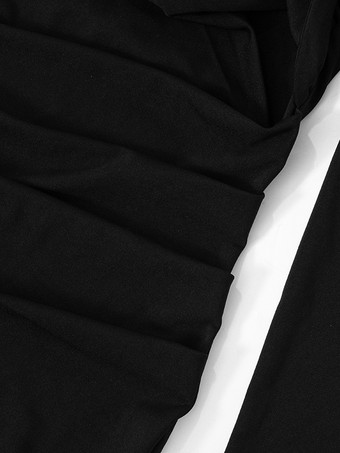 ブラック カットアウト ボディコン ドレス パッド入りショルダー ロングスリーブ ミニドレス レディース 2025