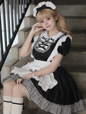 ロリータ スイートドレス メイドコスチューム コスプレ用 レッドベルベット フリル ユニフォーム