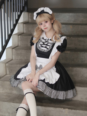 ロリータ スイートドレス メイドコスチューム コスプレ用 レッドベルベット フリル ユニフォーム