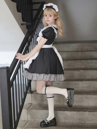 ロリータ スイートドレス メイドコスチューム コスプレ用 レッドベルベット フリル ユニフォーム