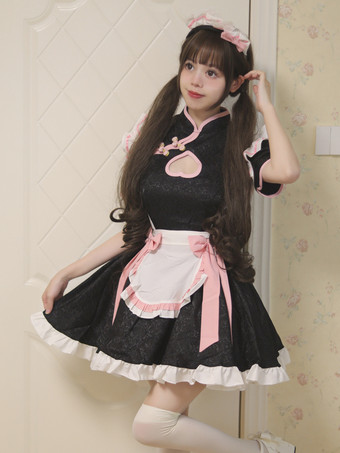 メイドロリータコスプレ衣装中国風スイートハートチャイナドレスハロウィンパーティーウェイトレスロールプレイ