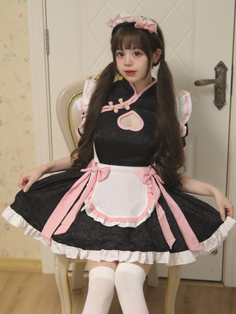 メイドロリータコスプレ衣装中国風スイートハートチャイナドレスハロウィンパーティーウェイトレスロールプレイ