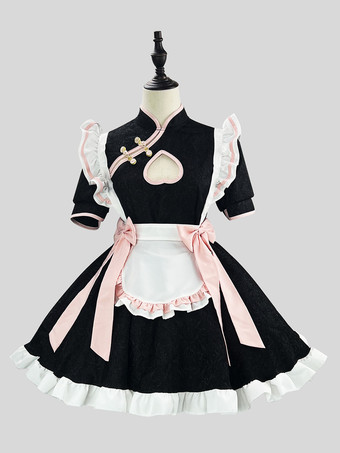 メイドロリータコスプレ衣装中国風スイートハートチャイナドレスハロウィンパーティーウェイトレスロールプレイ