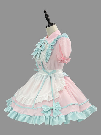 ロリータ ピンク メイド服 スーツ スイート 制服 プリンセス ドレス セット コスプレ コスチューム