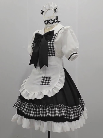 ロリータメイド服スーツスイートチェック柄制服プリンセスドレスセットアニメコスプレ衣装