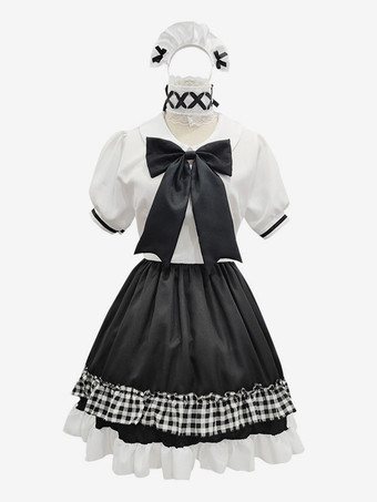 ロリータメイド服スーツスイートチェック柄制服プリンセスドレスセットアニメコスプレ衣装
