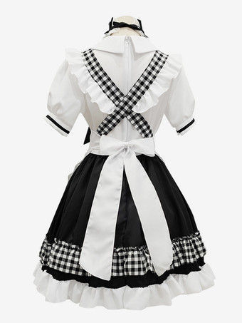 ロリータメイド服スーツスイートチェック柄制服プリンセスドレスセットアニメコスプレ衣装