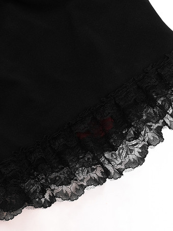 ゴシックロリータレーストリムキャミソールとメッシュショートスカートセットダークシリーズハロウィンコスプレスーツ