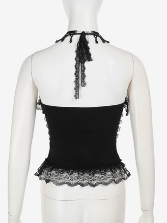 ゴシックロリータレーストリムキャミソールとメッシュショートスカートセットダークシリーズハロウィンコスプレスーツ