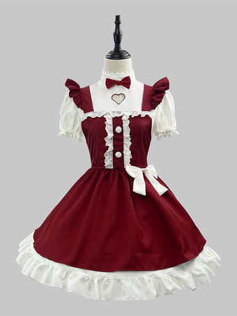 ロリータメイドクリスマスドレス半袖膝丈かわいいリボンコスプレ衣装