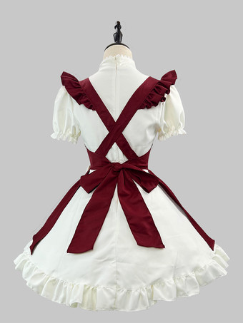 ロリータメイドクリスマスドレス半袖膝丈かわいいリボンコスプレ衣装