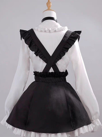 ロリィタ メイド服 2点セット サロペットスカート × シャッツ 量産型 地雷系 キュートな小柄女性向け大人気