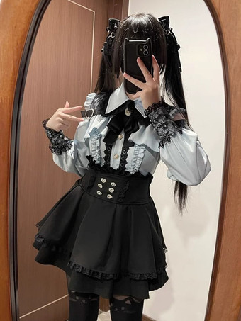 グレイ量産型 地雷系 2点セット リボン バタフライかわいい 肩を出し 長袖 サロペット スカートロリータドレスセットアップ